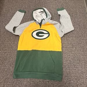 Green Bay Packers NFL Team Apparel Quarter Zip Hoodie‎ Youth Size Large FLAW